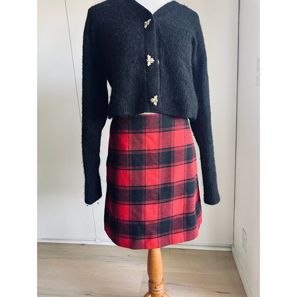 Uniqlo Buffalo  Plaid Mini Skirt Wool Blend Size 6 Pockets Fall Staple - Picture 6 of 6